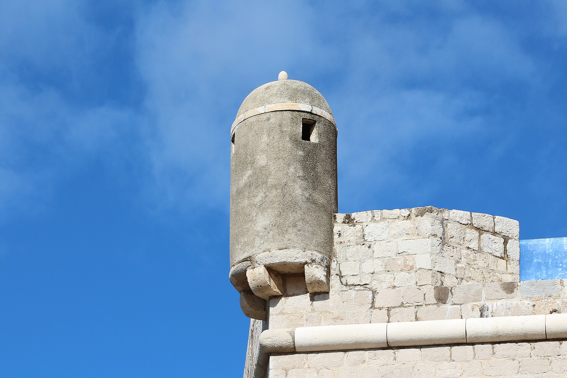 A round turret on the Dubrovnik city walls near Ploče Gate