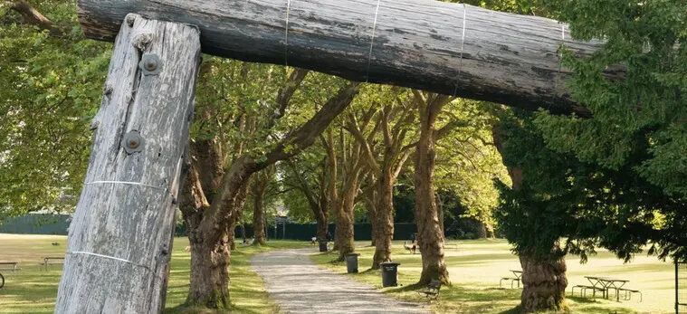 Log arch over a path at Lumberman's Arch in Stanley Park