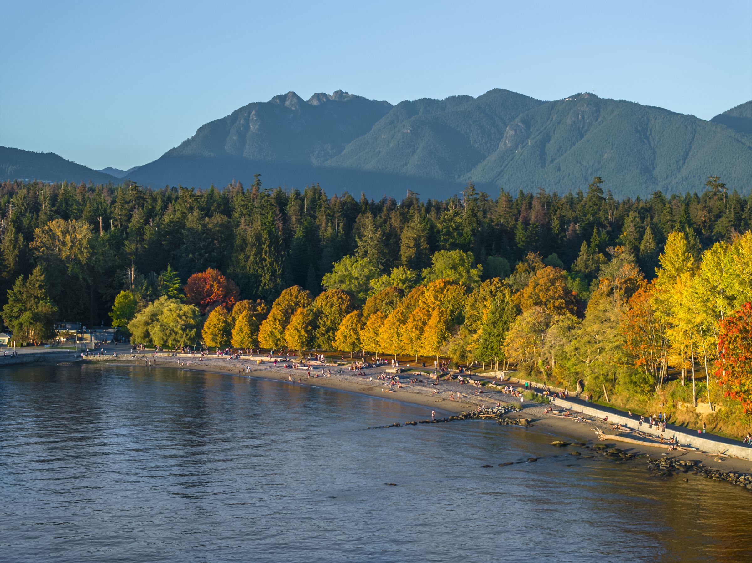 Second Beach in Stanley Park, with the forested mountains across the water