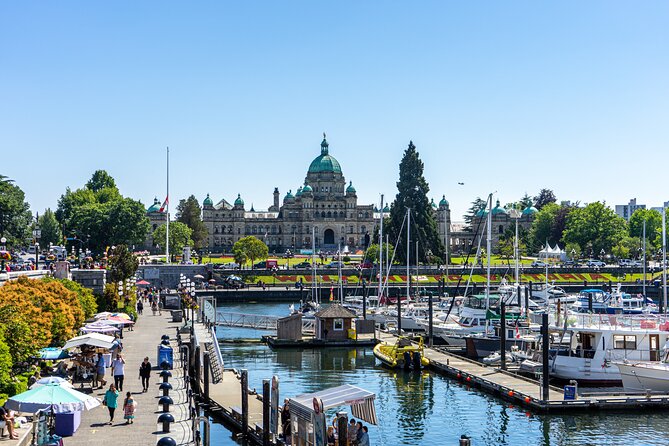 Victoria's Inner Harbour, with the Legislative Assembly and its green dome beyond the marina