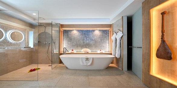Le Bora Bora Pool Overwater Villa bathroom