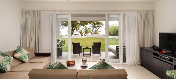 Your spacious suite includes: Private Patio with day bed King bed Air-conditioning & ceiling fan Tea & coffee making facilities and fridge Espresso machine Smart TV In-room safe Bathrobes Hairdryer, iron & ironing board Pure Fiji amenities Complimentary bottled water daily Nightly turndown service Your very own Lomani beach bag to use during your stay and take home as a gift