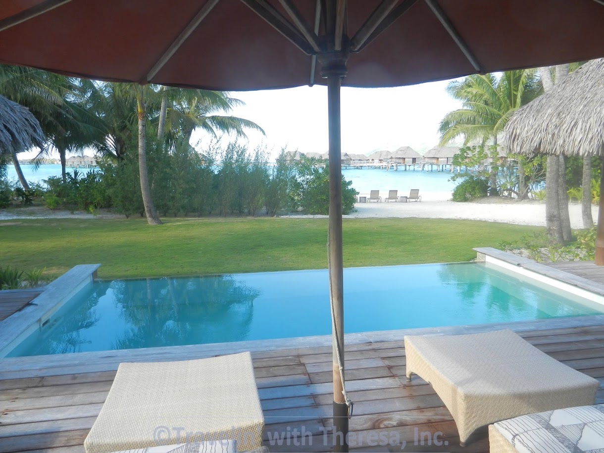 Beachfront Villa Estate private pool with Mount Otemanu views