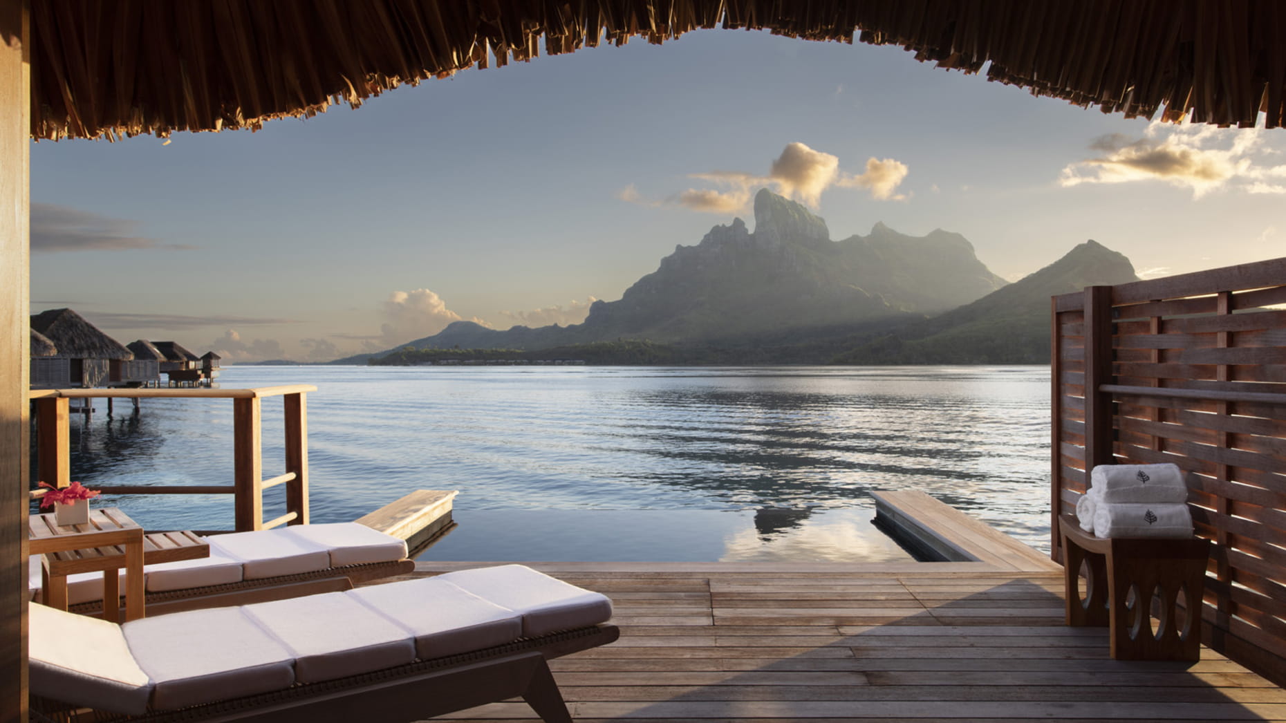 Mountain Overwater Plunge Pool villa deck and plunge pool with Mount Otemanu views