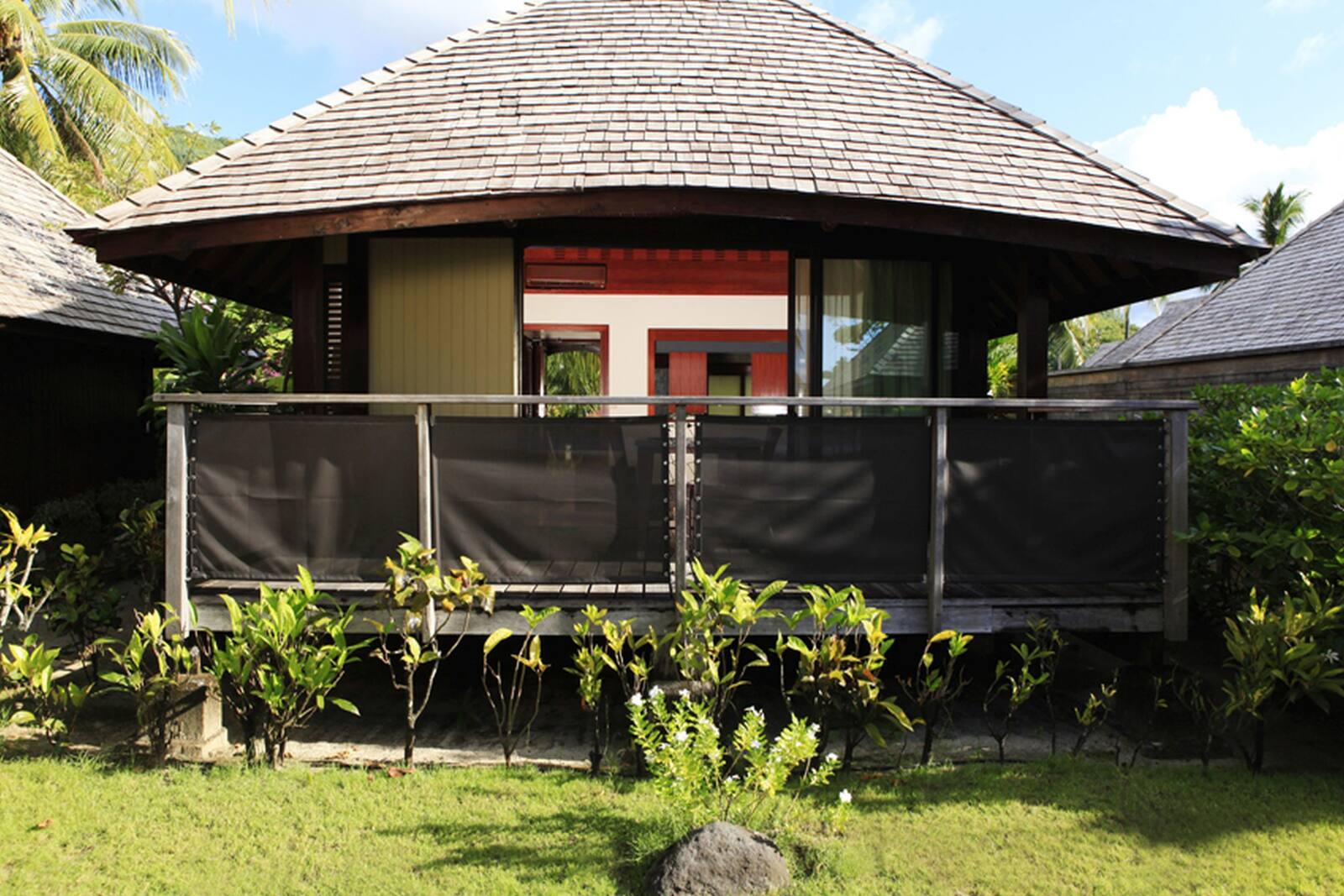 Hilton Moorea Deluxe Garden Bungalow thatched bungalow with private pool terrace