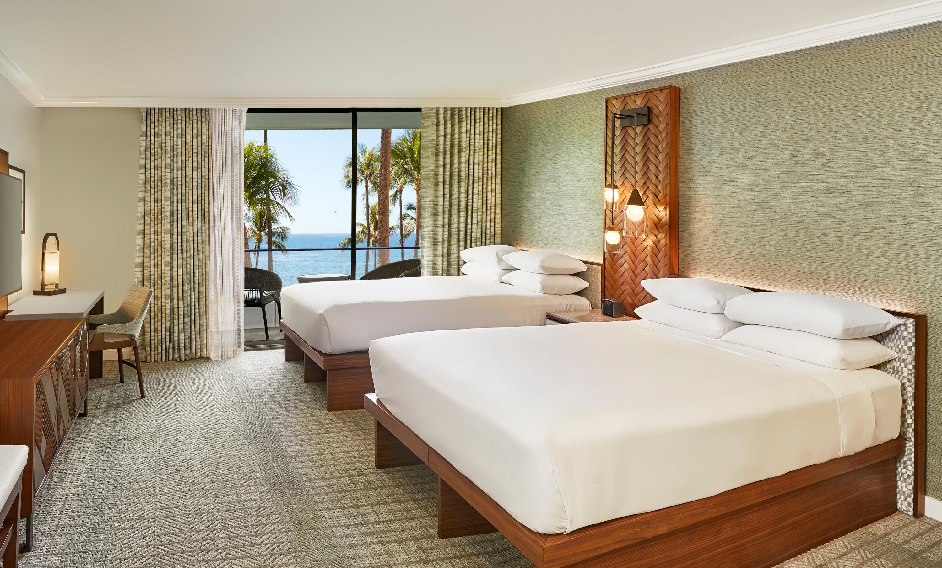 Hyatt Regency Maui Oceanfront room with two queen beds and ocean lanai