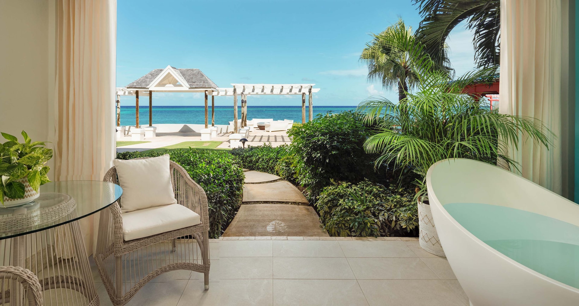 Sandals Montego Bay — Oceanfront Honeymoon Walkout Club Level Room w/ Patio Tranquility Soaking Tub
