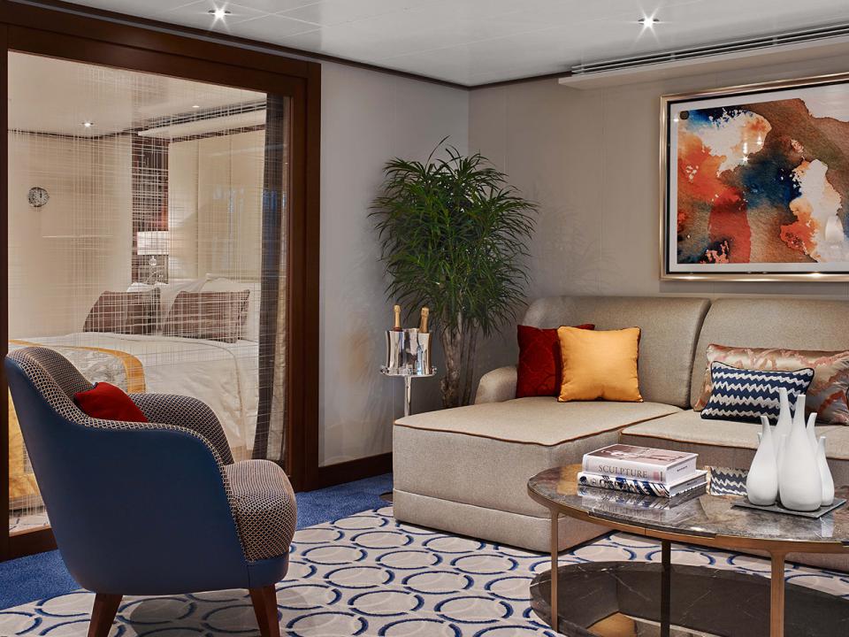 Penthouse Spa Suite aboard Seabourn Encore with spa amenities for a Sea of Japan voyage