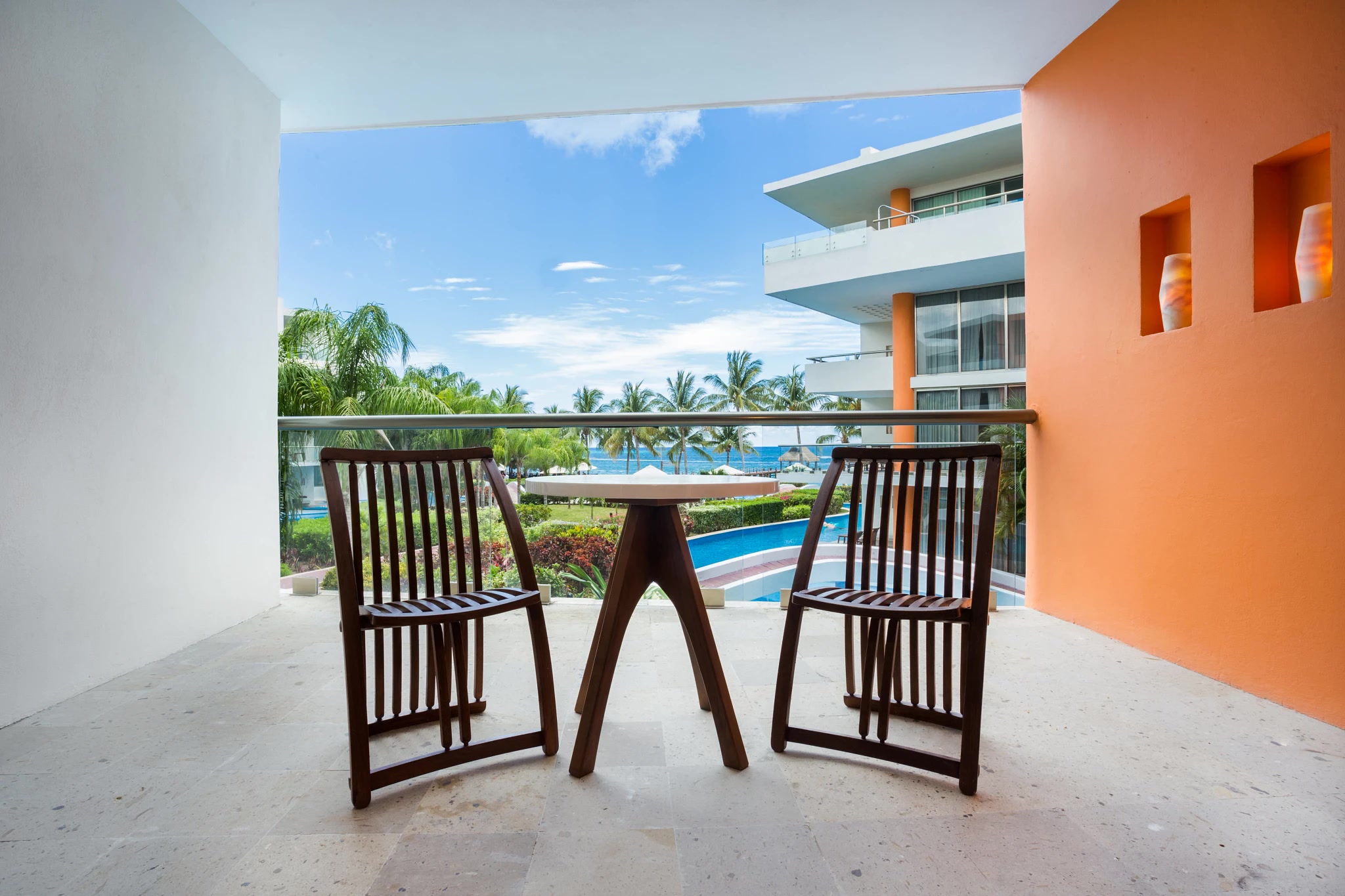 Secrets Aura Cozumel Junior Suite Oceanview terrace with Caribbean views