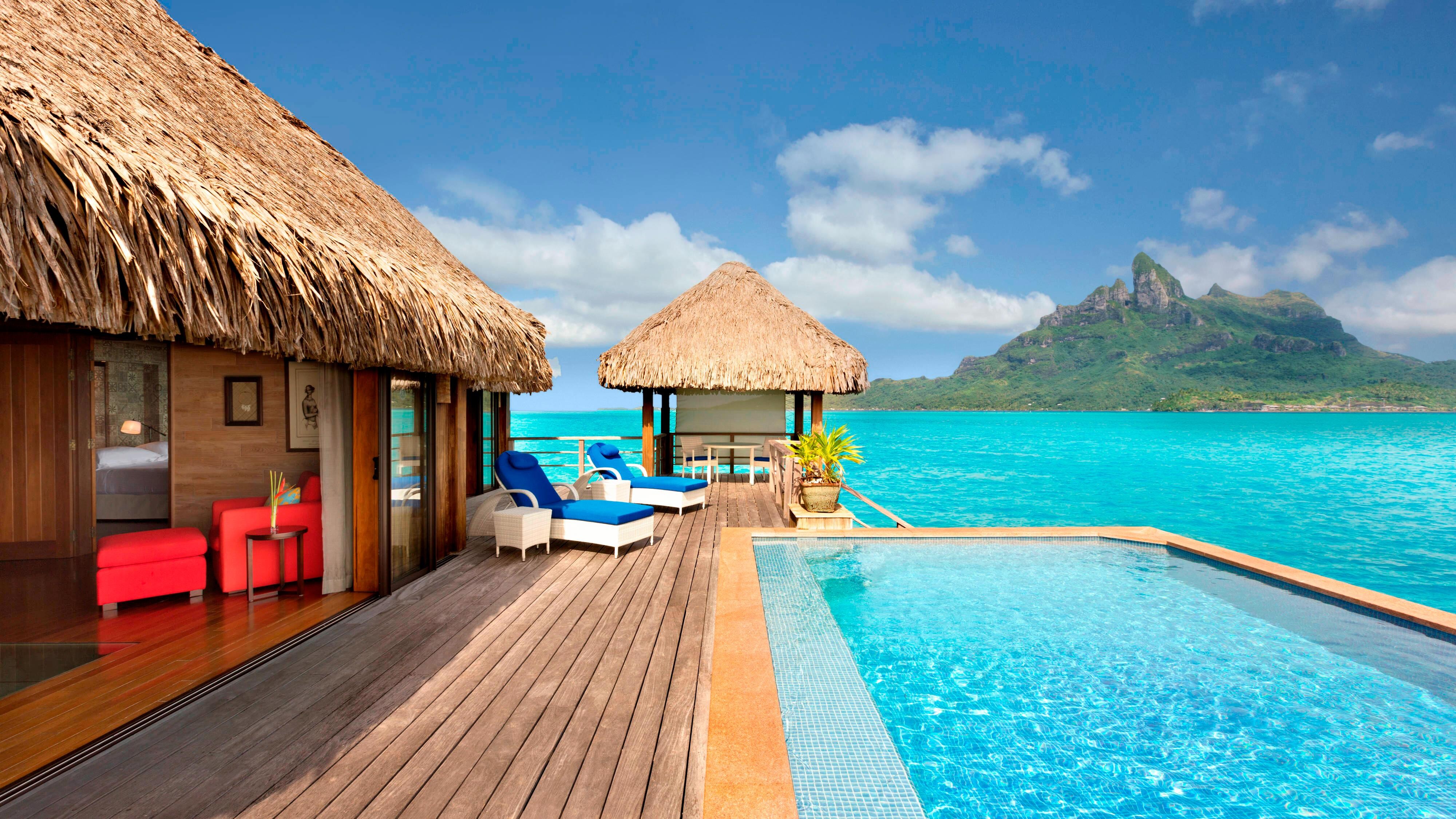 St Regis Bora Bora Deluxe Otemanu View villa deck over the lagoon
