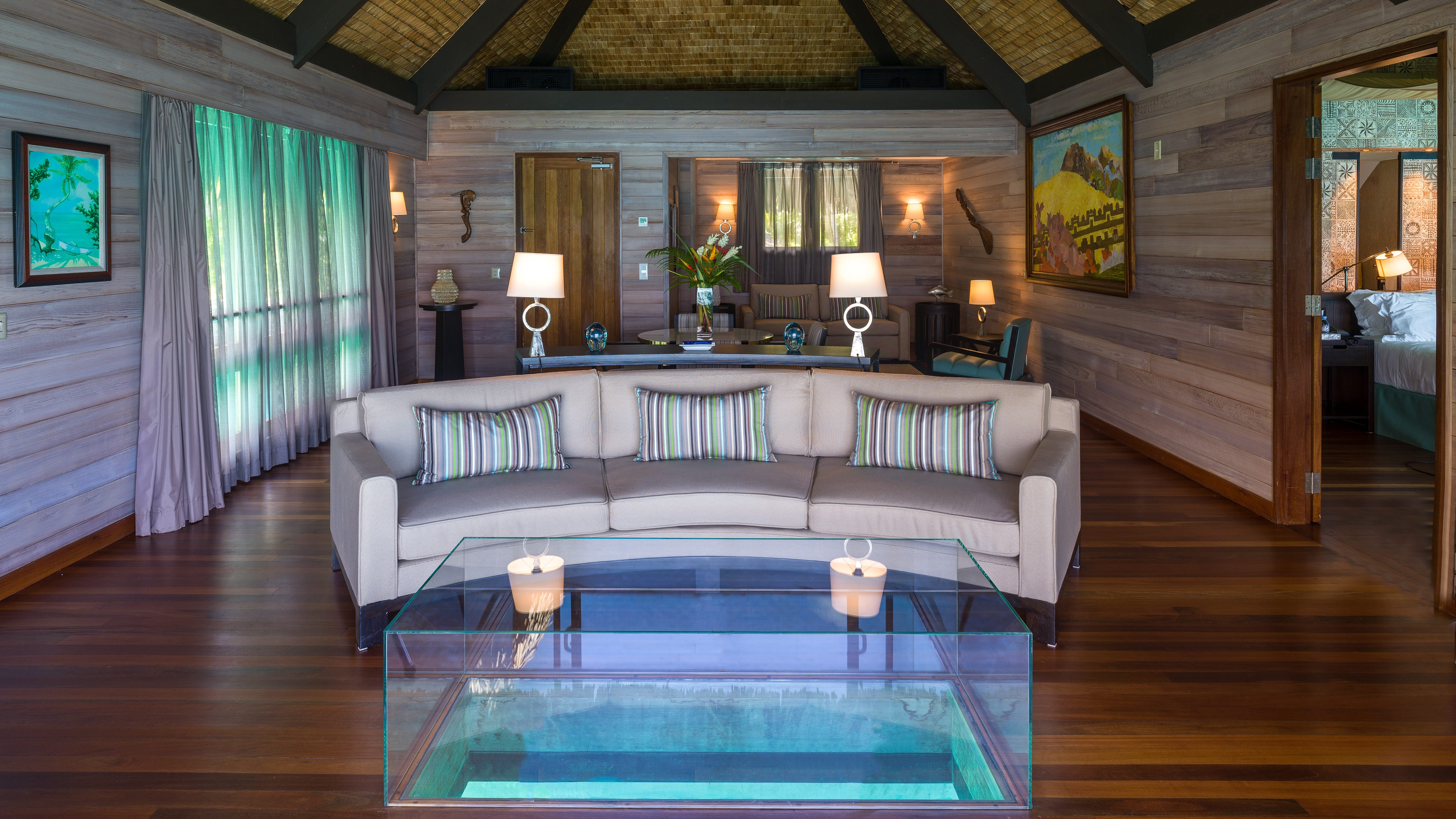 St Regis Bora Bora Premier Otemanu villa lounge area