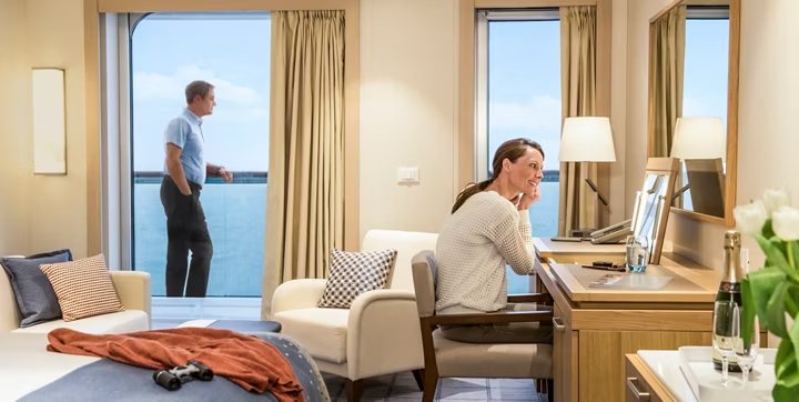 Penthouse Veranda Stateroom aboard a Viking ocean ship
