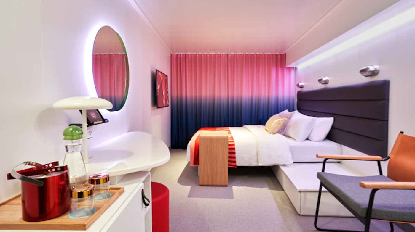 Sea View cabin at night with porthole aboard Brilliant Lady