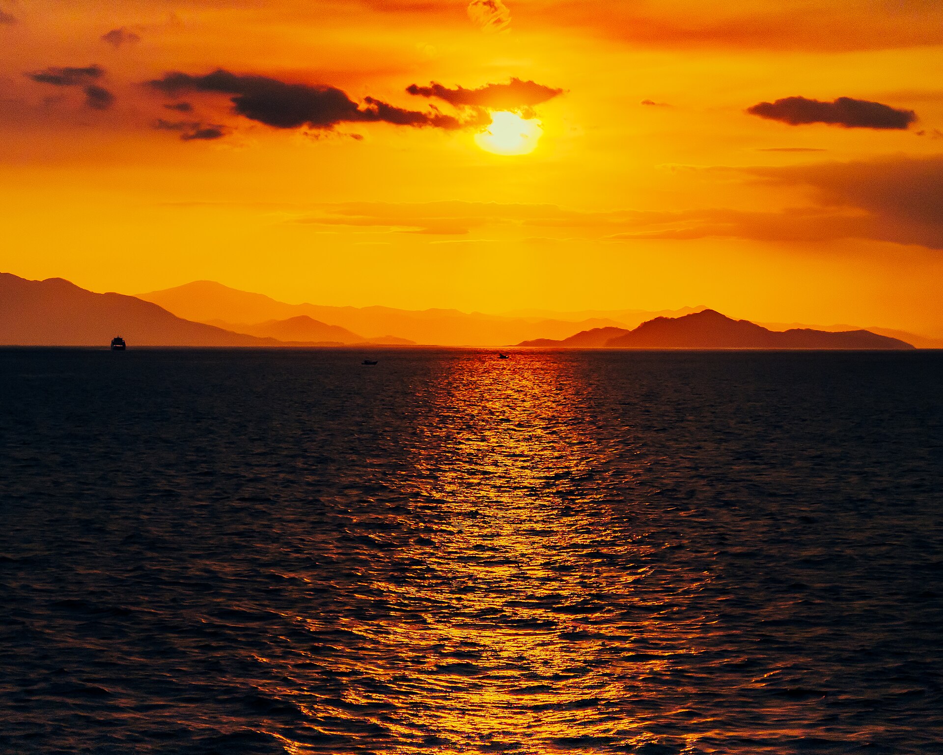 Sunset at sea from Virgin Voyages Brilliant Lady