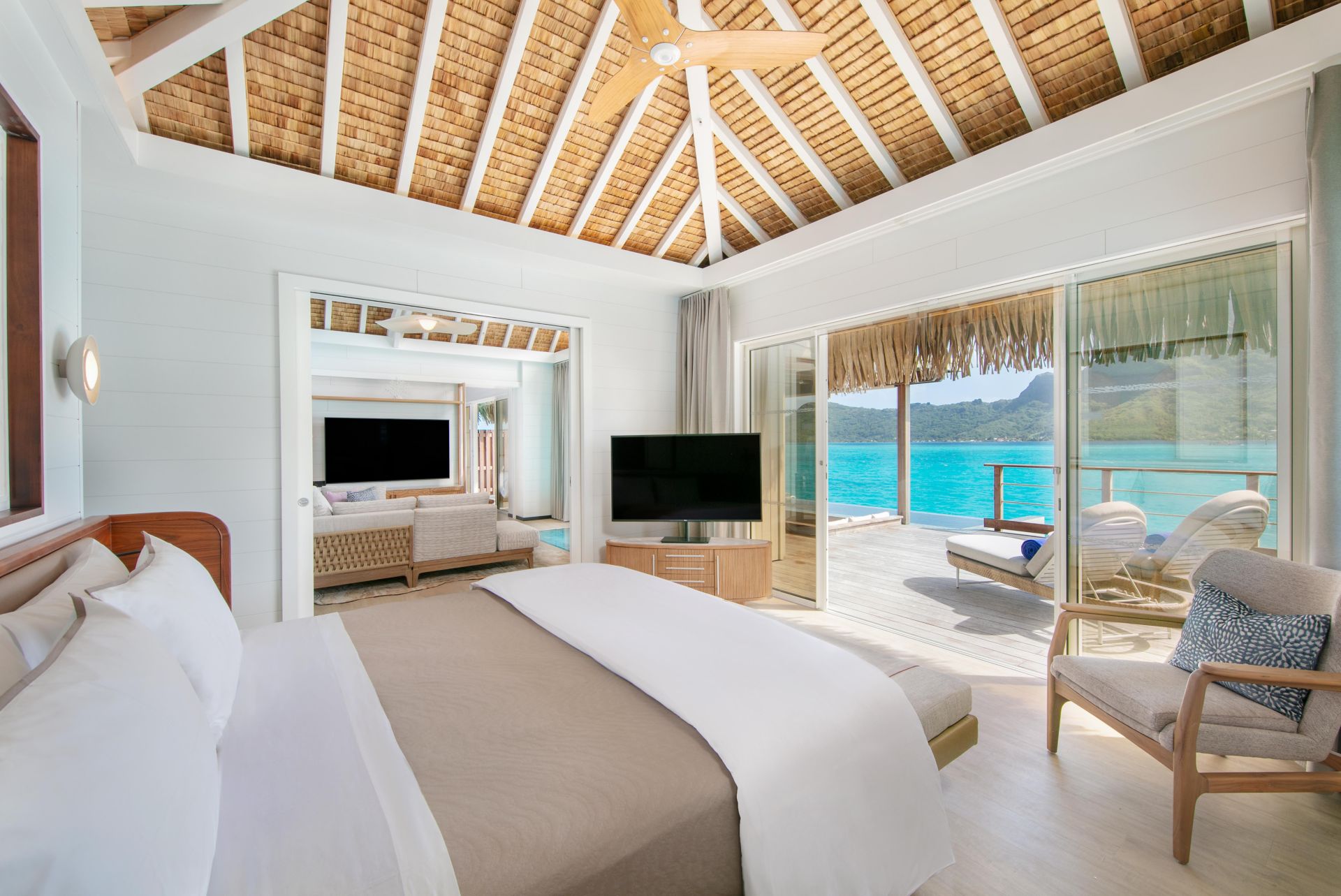 Westin Bora Bora 2 Bedroom Royal Overwater Villa bedroom with Otemanu views