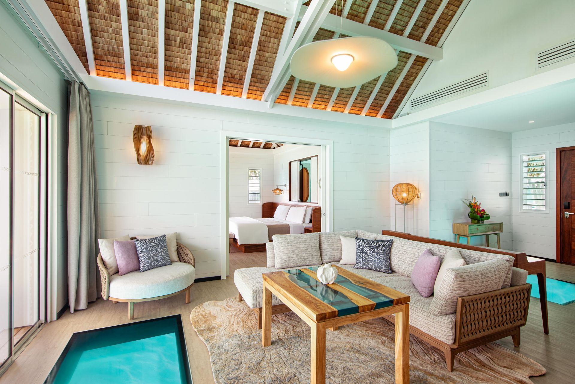 Westin Bora Bora Royal Overwater Villa living and sitting area