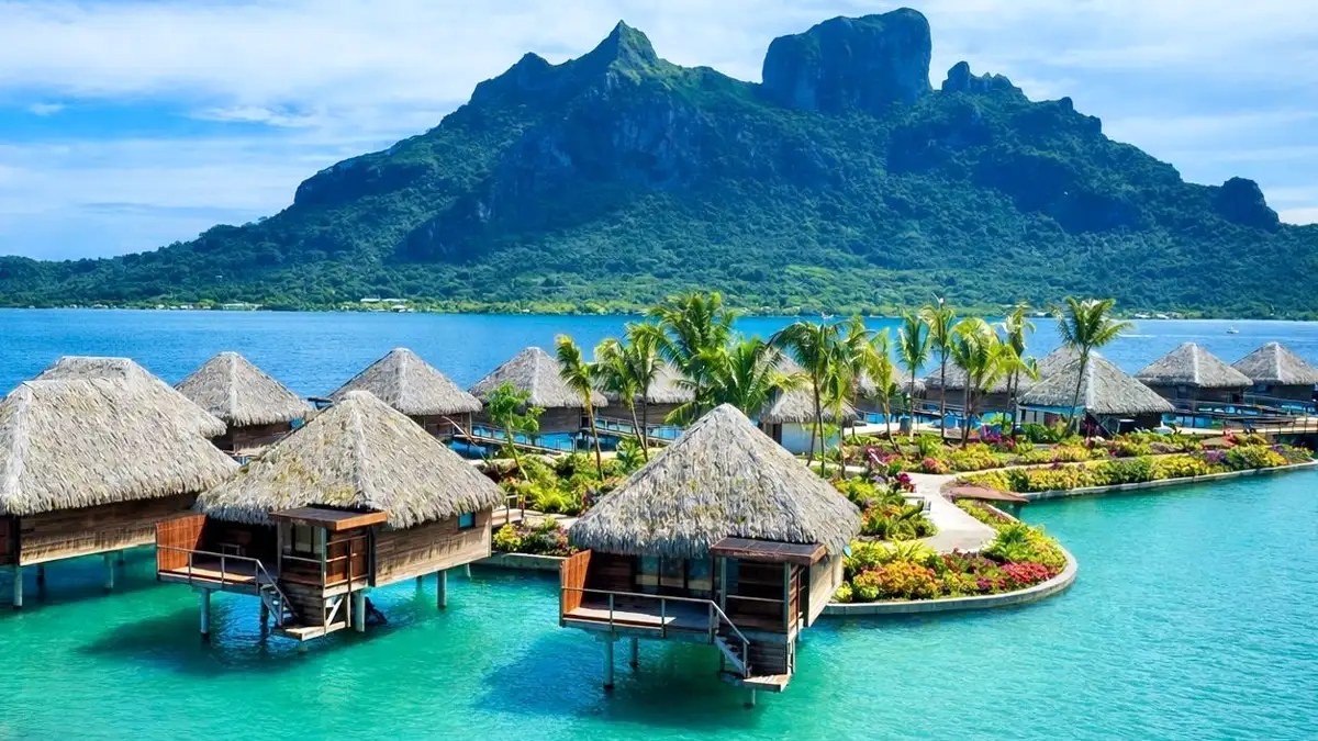 Bloody Mary's Hotel overwater bungalows and marina lagoon
