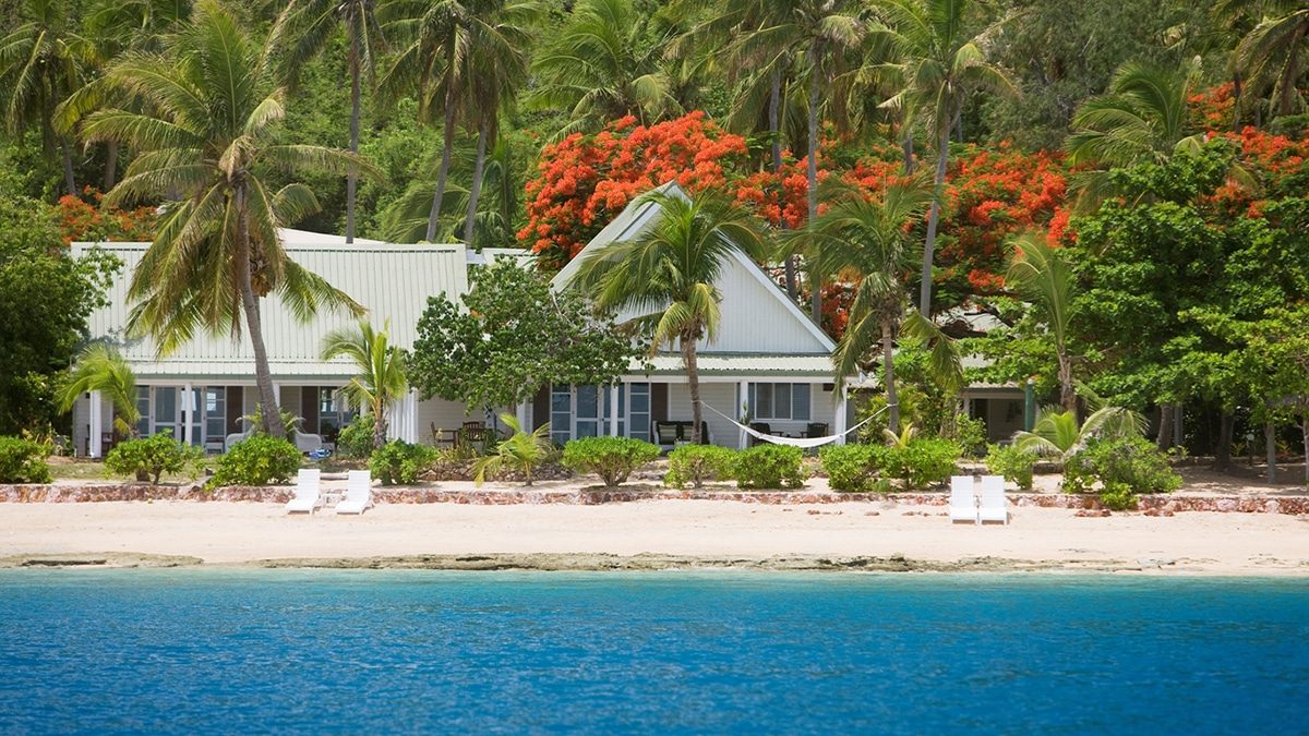 Malolo Island Resort bures along the beach