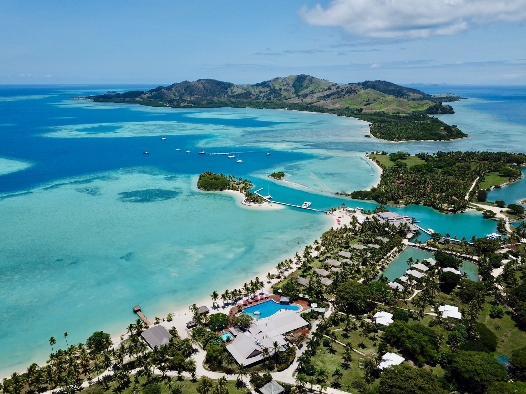 Aerial of Musket Cove and Malolo Lailai