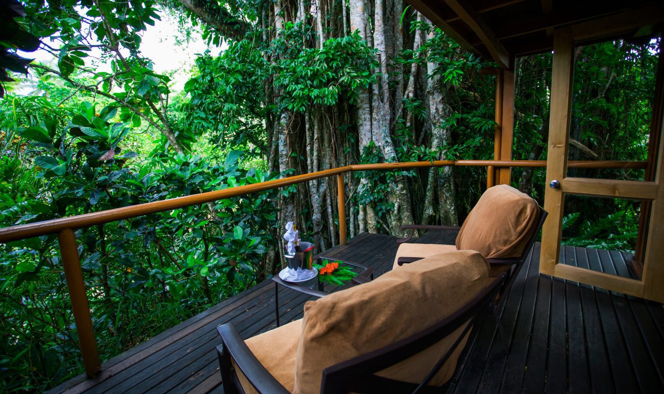 Namale Fiji Garden Tropical Bure bedroom with king bed