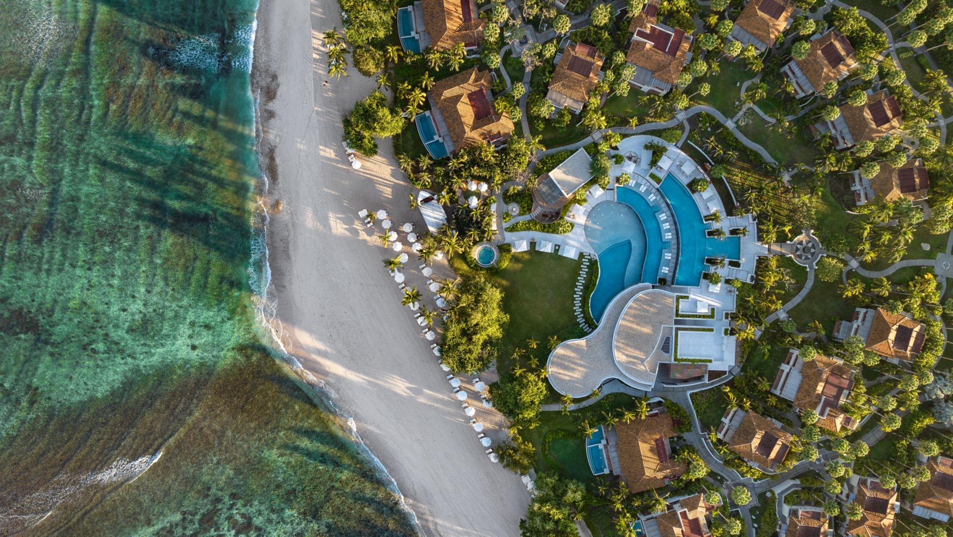 Aerial view of infinity pools and grounds at The St. Regis Punta Mita