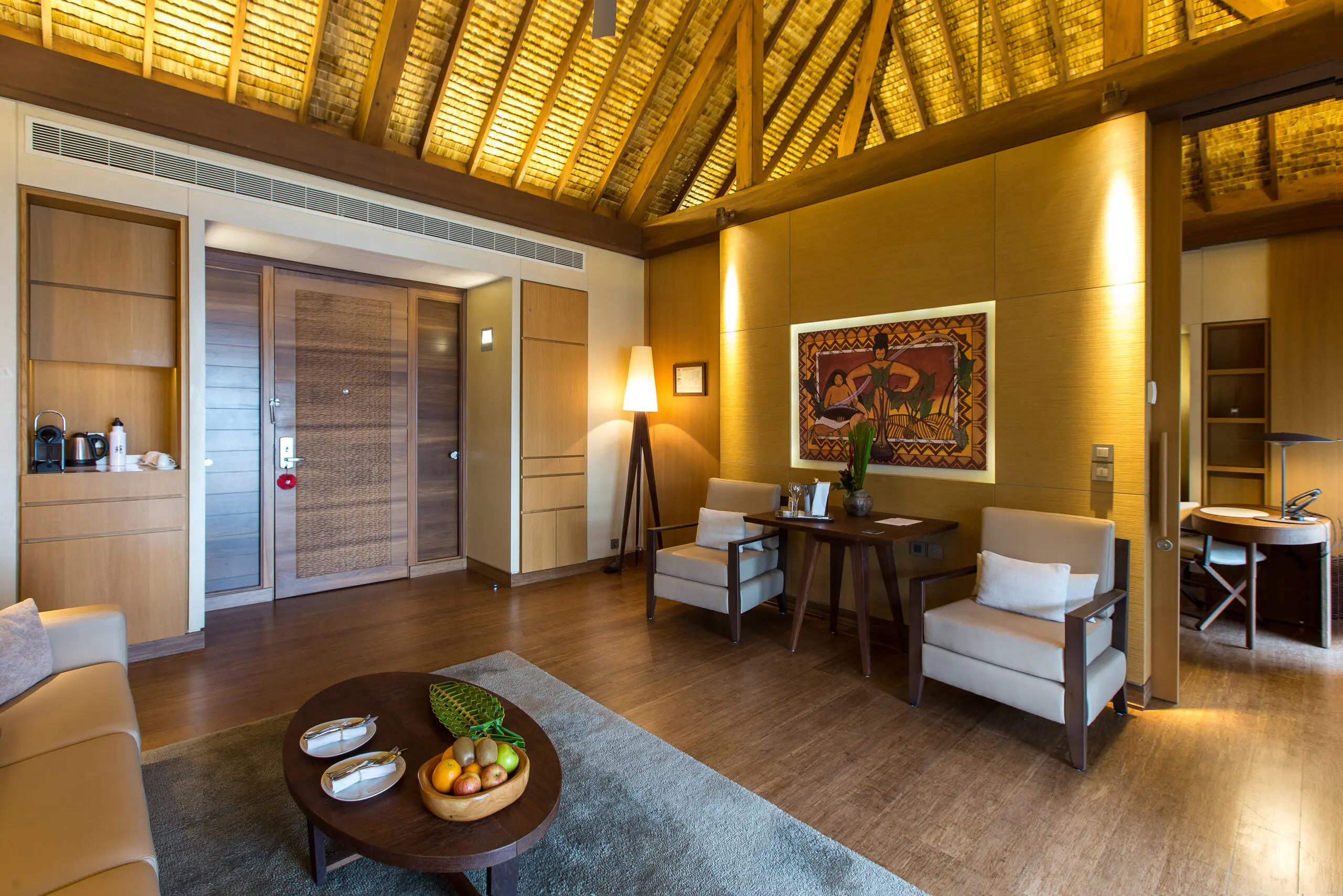 Elevated walkway to The Brando beachfront villas