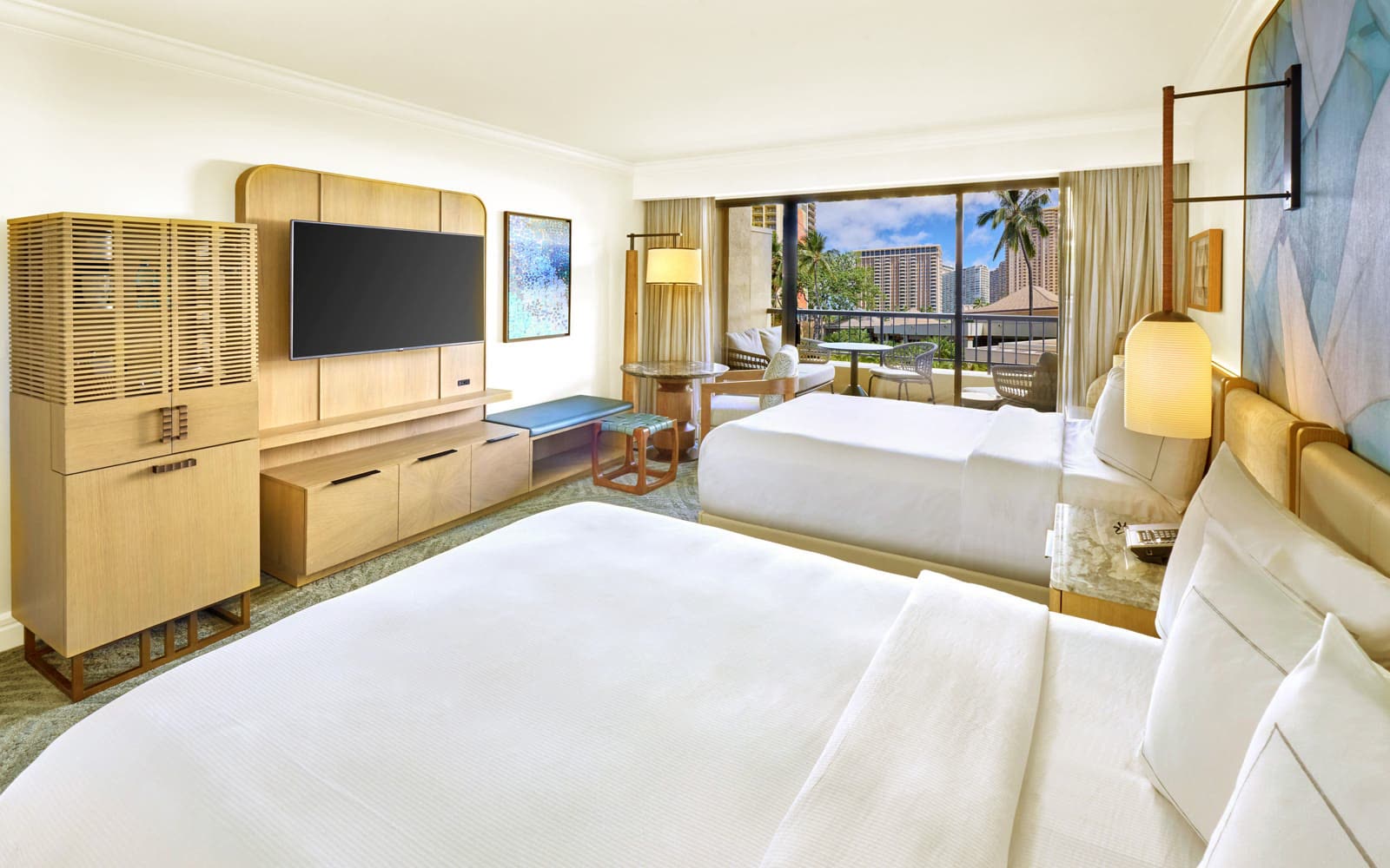 Aliʻi Tower resort view room with two queen beds
