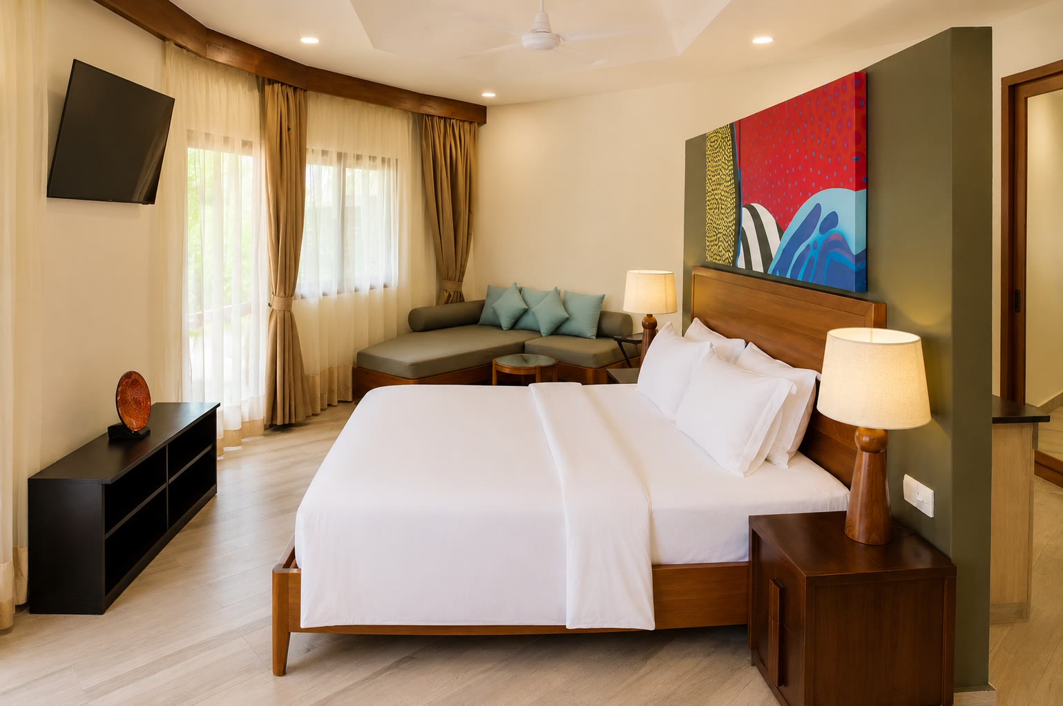 Velavaru Two-Bedroom Pool Villa bedroom at Angsana Velavaru