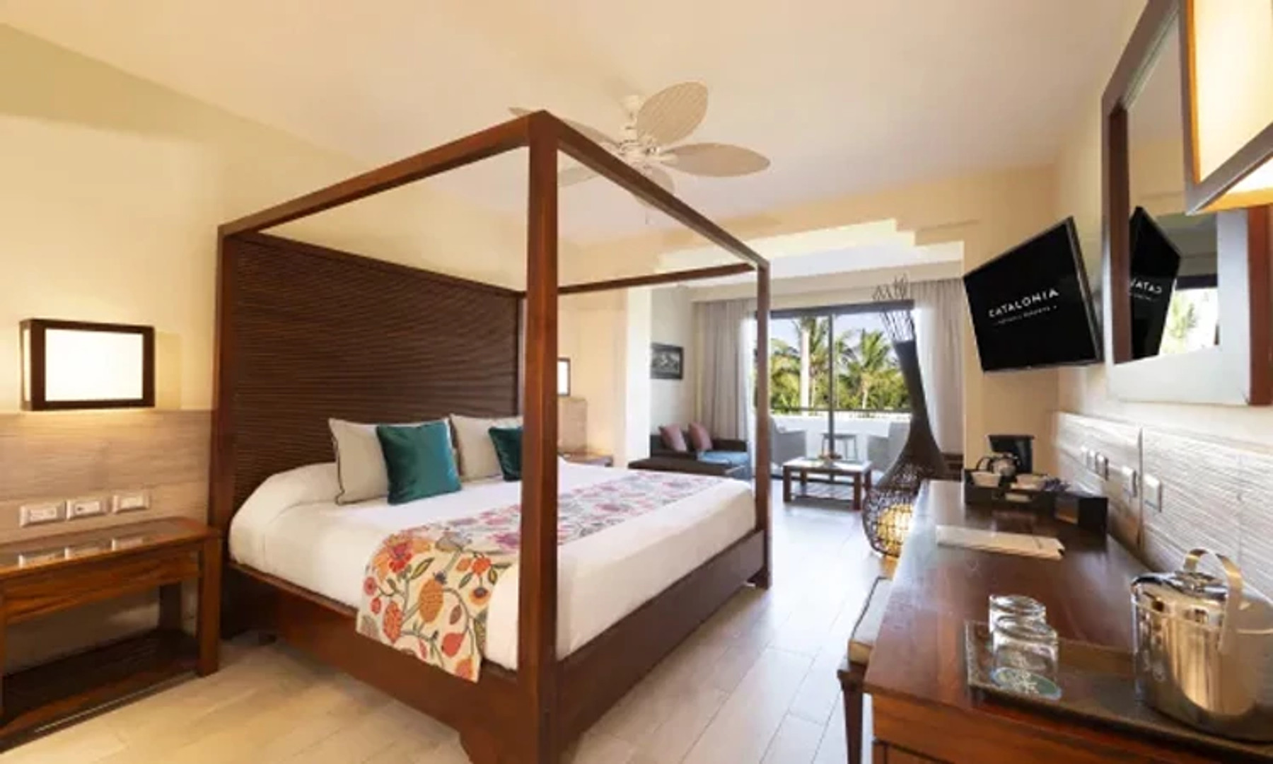 Privileged Romance Deluxe Jr Suite bedroom at Catalonia Royal Bavaro