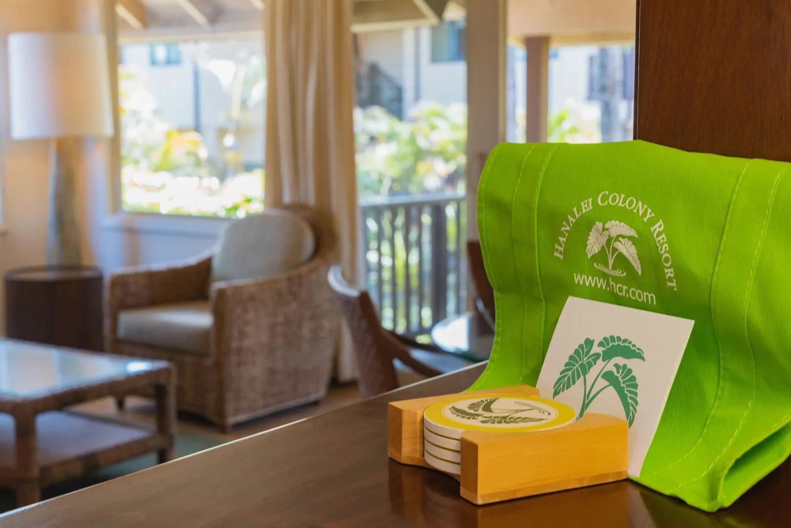 Garden View suite lanai among the tropical landscaping at Hanalei Colony Resort