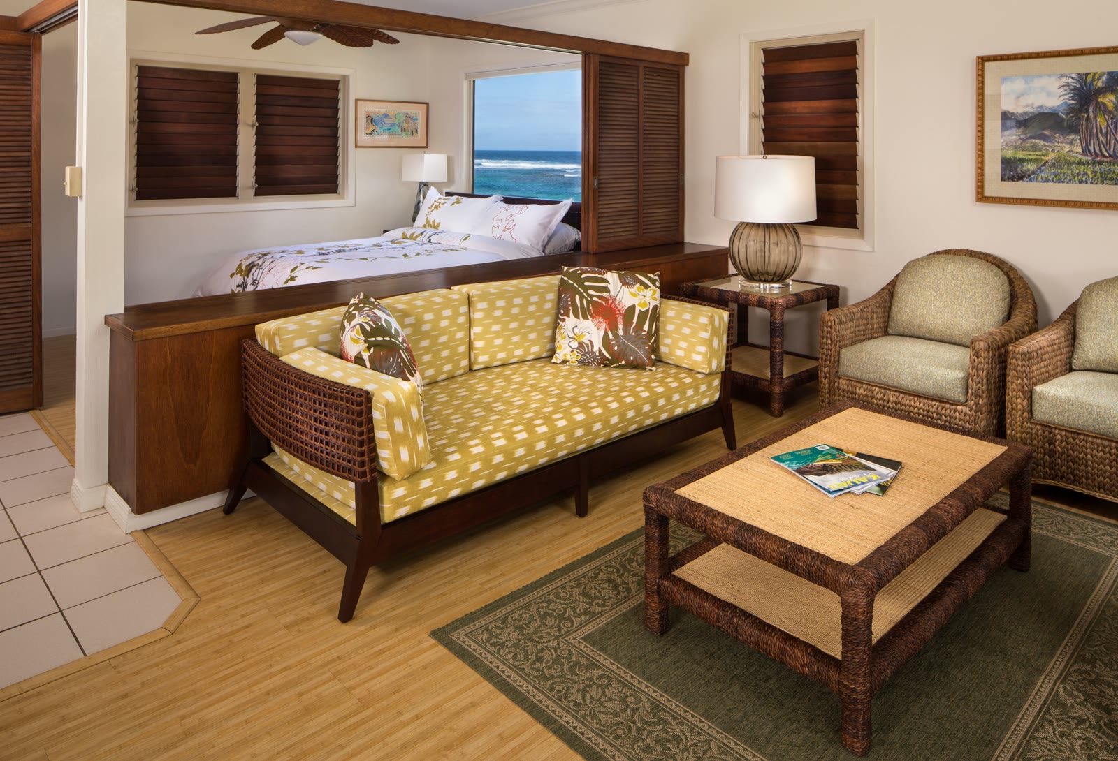 Oceanfront suite lanai facing the Pacific at Hanalei Colony Resort, Kauai