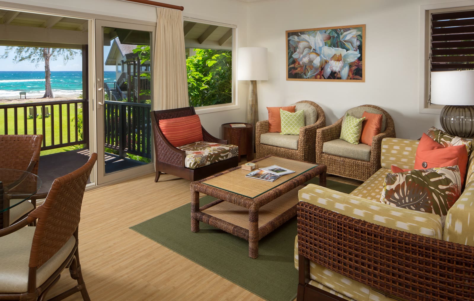 Premium Ocean View suite looking out over the North Shore at Hanalei Colony Resort
