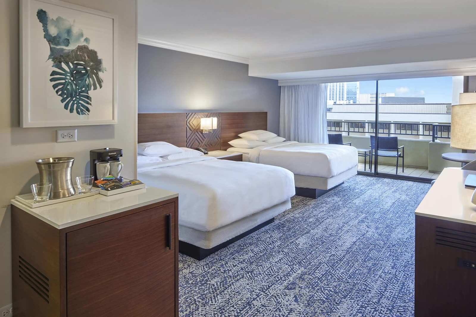 Tapa Tower resort view room with two queen beds at Hilton Hawaiian Village