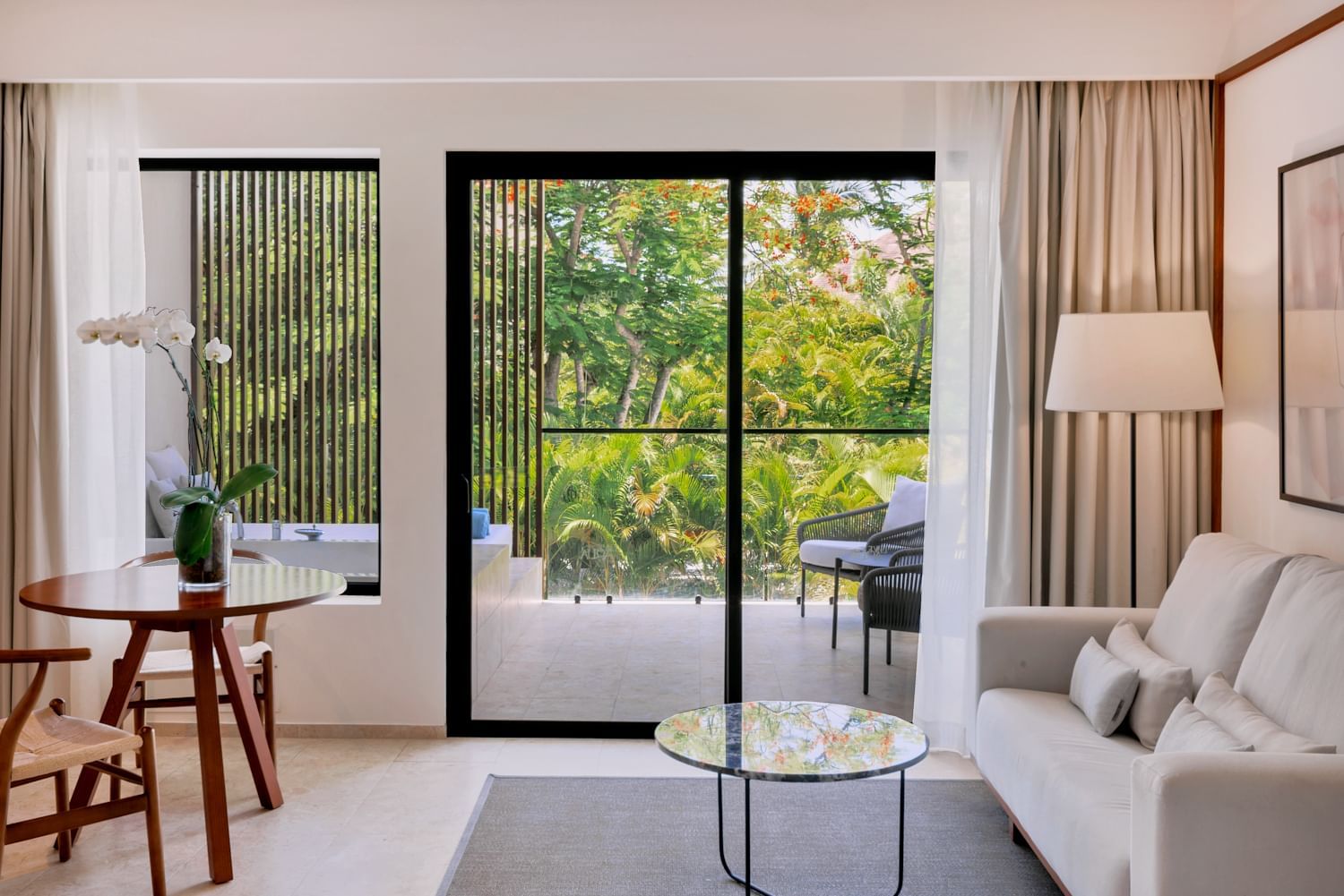 Junior Suite Deluxe sitting area at Live Aqua Punta Cana