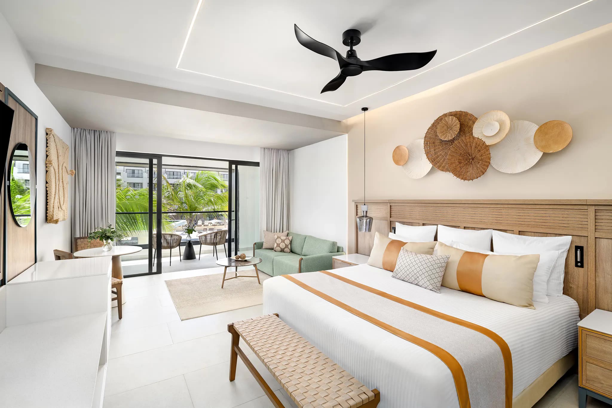 Junior Suite pool-view bedroom at Secrets Tides Punta Cana