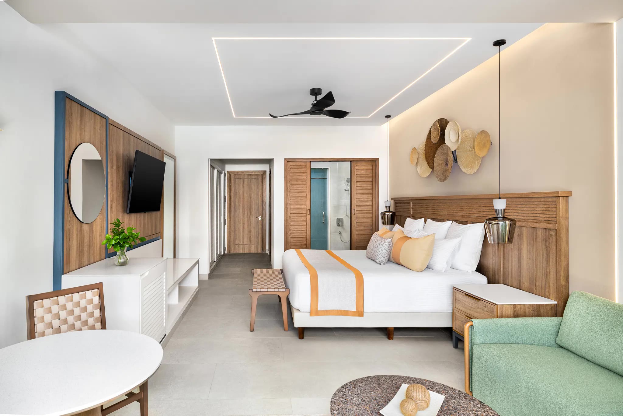 Junior Suite king bedroom at Secrets Tides Punta Cana