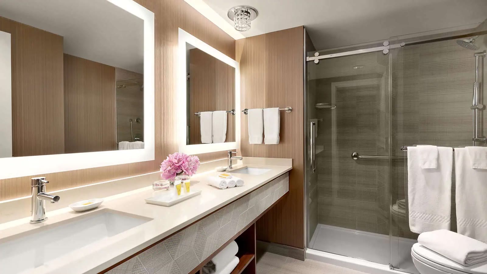 Glass-shower bathroom at Auberge Vancouver Hotel