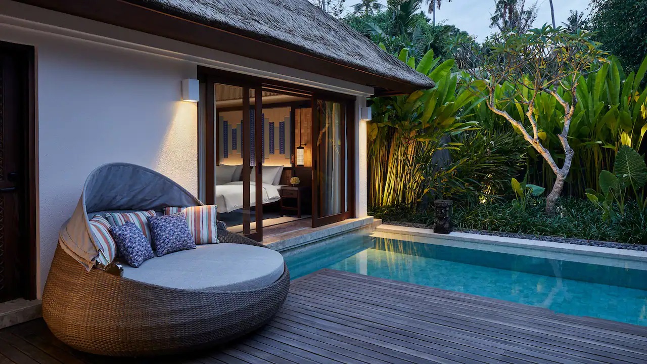 Private pool and sunbeds of a One-Bedroom Garden Villa at Andaz Bali