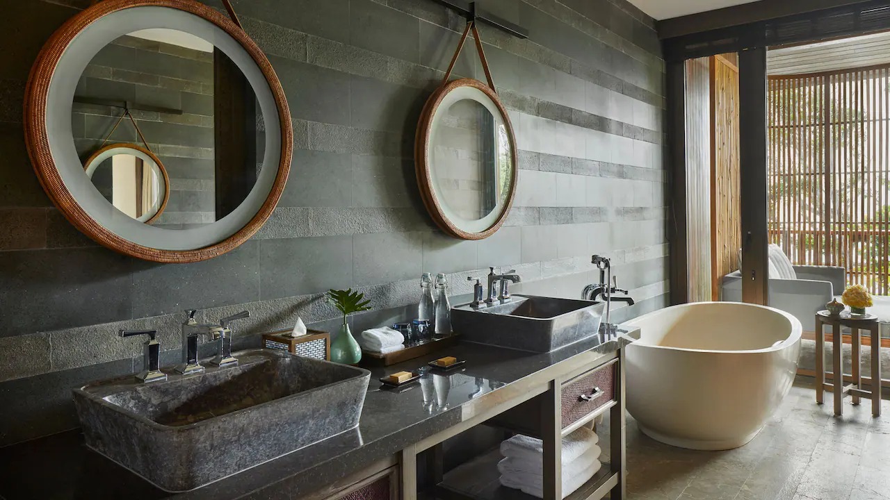 Bathroom of an Ocean View Room at Andaz Bali
